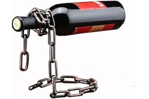 TBWHL Novelty Magic Wine Bottle Holder Floating Steel Link Chain Wine Bottle Rack/Holder - Holds Bottles in The Air (Brown)