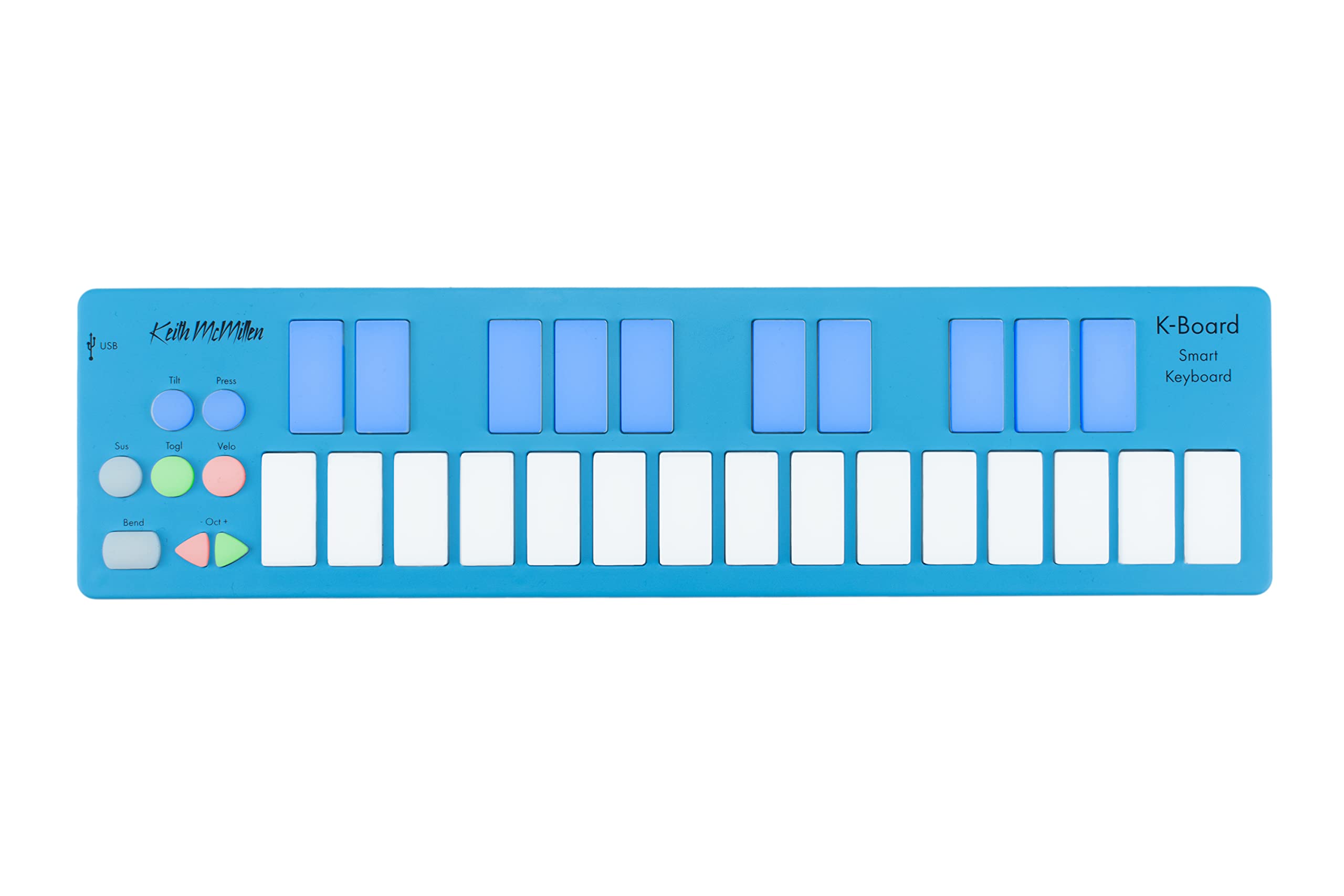 Keith McMillen Instruments K-Board-C | Colorful 25 Key USB MPE MIDI Keyboard Controller with USB-C (Aqua)