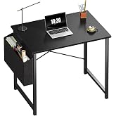 Sweetcrispy Small Computer Desk, 31 Inch Home Office Desks, Writing Study Craft Work Gaming Table, Computer Workstation for Small Spaces with Storage Bag for Bedroom, Black