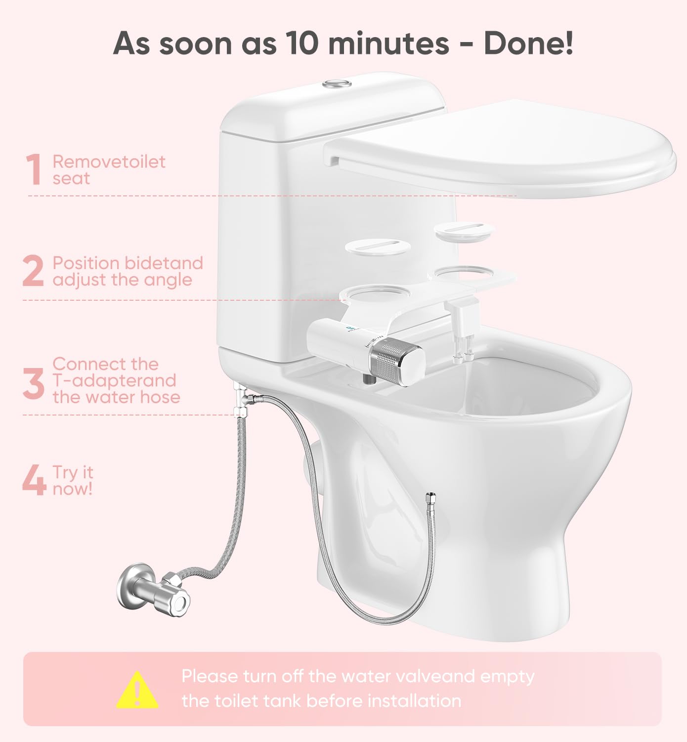 Photo 1 of Ultra-Slim Bidet, Stainless Steel Inlet (White)