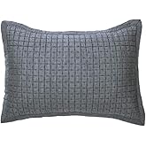 ELEGANT LIFE HOME Cotton Yarn Dyed Chambray Collection Cotton Fill Channel Stitch Washed Standard Pillow Sham Gray Color, 20’’ x 26’’+1.75’’ Flange (1Piece)