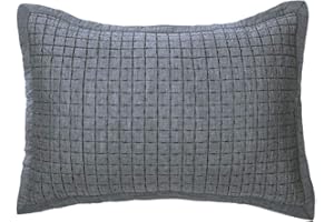 ELEGANT LIFE HOME Cotton Yarn Dyed Chambray Collection Pillow Sham Gray Color King Size 1 Piece