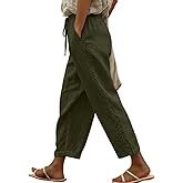 Acelitt Women Casual Lightweight Drawstring Elastic Waist Pants with Pockets, S-XXL