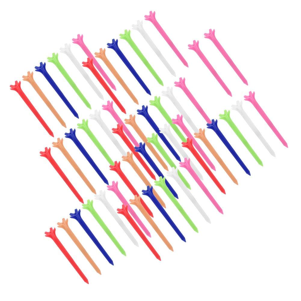 Keenso Colors Tees, 50Pcs 70mm Plastic Tees Tees With Five Claws Prong For Sports Training