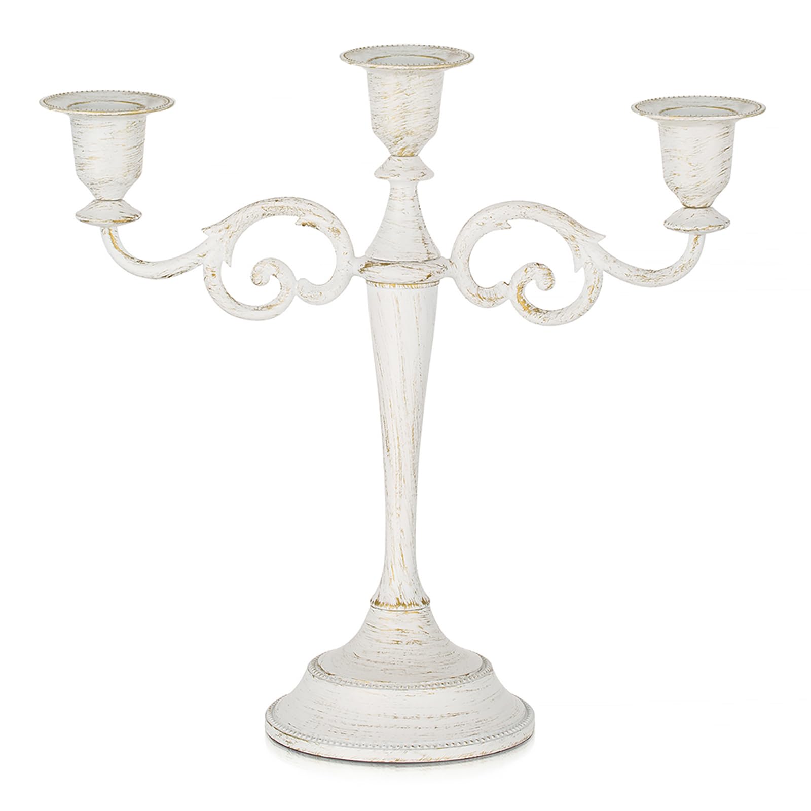 Sziqiqi Candelabra Candle Holder 3-Arms Candlestick Holders, White Candle Stick Stands for Taper Candles for Wedding Table Centrepieces Candlelight Dinner Party Christmas Mantel Decor
