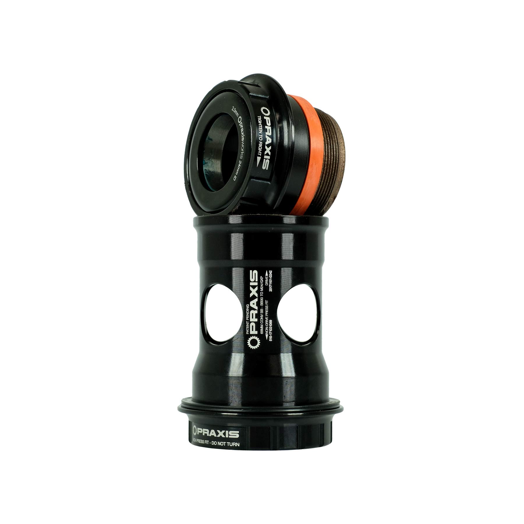 Praxis Black PEDALIER CONVERTER 73 mm MTB SRAM/ISIS2/GXP CONVBB30/PF30 R-Collet 73-3201R, Adults Unisex, Standard