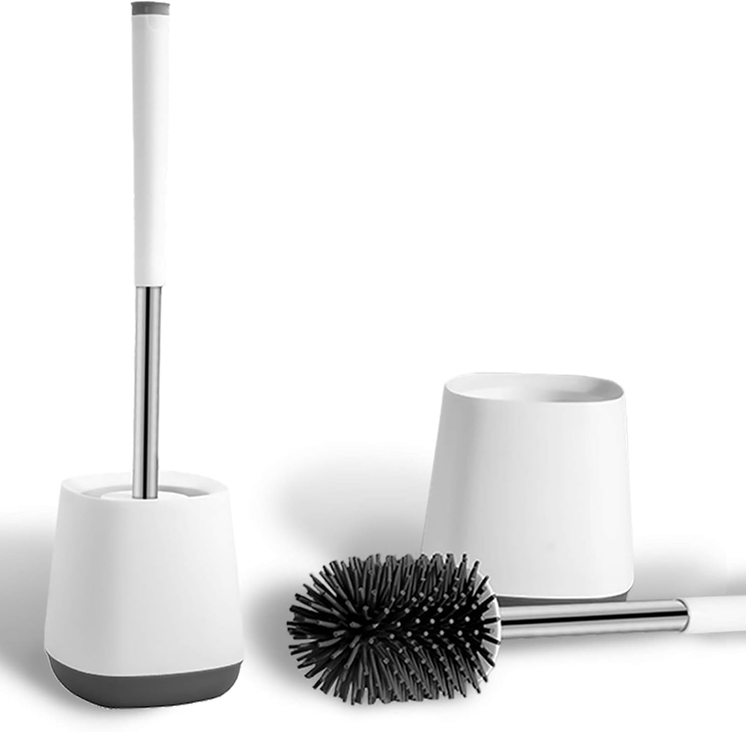 [Upgraded] Toilet Brush and Holder Set 2 Pack, Silicone Toilet Brushes