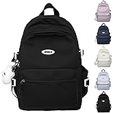 VTTDB Kawaii Backpack with Cute Accessories Casual Aesthetic Daypack Simple Laptop Bag Waterproof Travel Rucksack for Women (black)