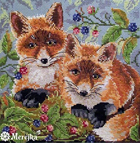 Merejka K-44 Foxes Counted Cross Stitch Kit, Cotton, Multi-Colour, 18 x 18 cm