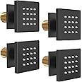 Bostingner Shower Body Spray Jets, Matte Black Brass Square Shower Body Sprayer Spa Massage Showerhead Wall Mount Nozzles NPT 1/2”-4PCS (Matte Black)