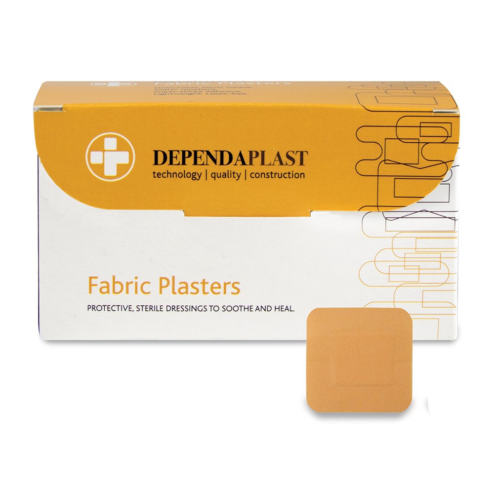 Dependaplast Advanced fabric plasters 4cm x 4cm - Hi Tech Lightweight, Water-Repellent, Flexible, Super-Sticky Adhesive - Box of 100