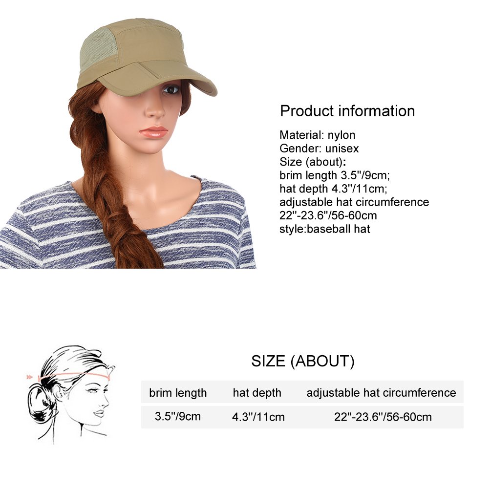 Vbiger Quick-Dry Breathable Sports Hat UPF50+ Baseball Caps Hat (B-Khaki)