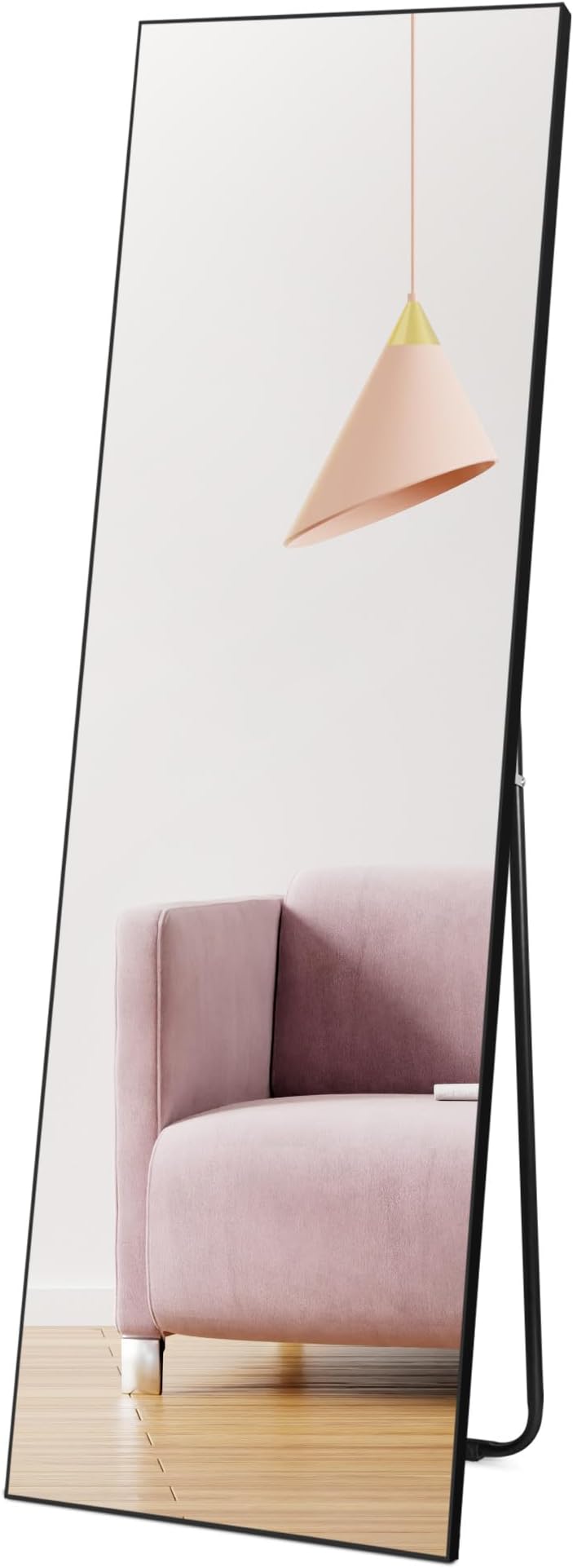 Hoikwo Full Length Mirror 59x16 in Black Frame Standing Wall Mountable 150x41 cm
