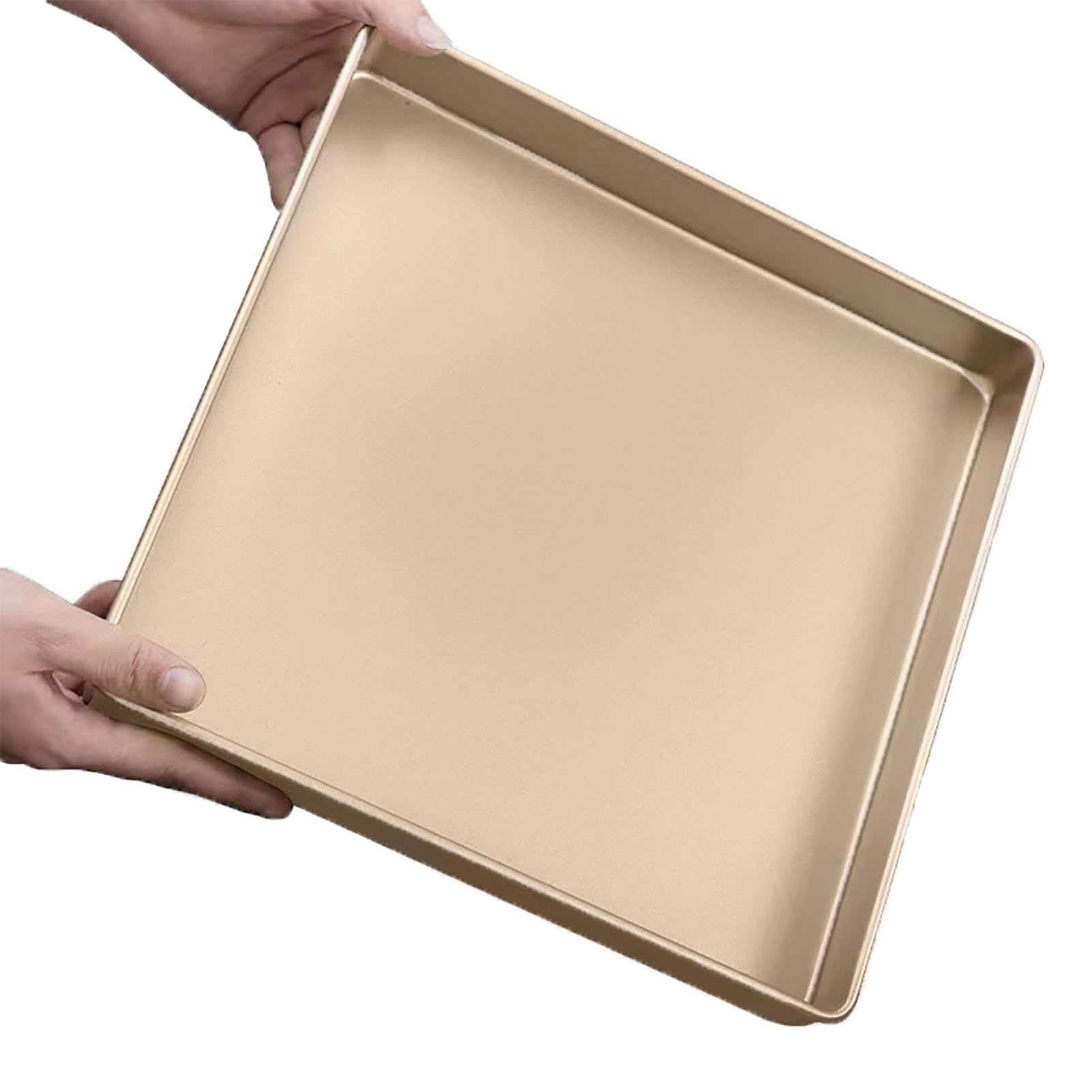DeJivsin 11 Inch Baking Tray (Gold), Square Tin, Cake Tray for Oven, Stainless Steel Non-Stick Coating, Baking Tray for Bread Tools