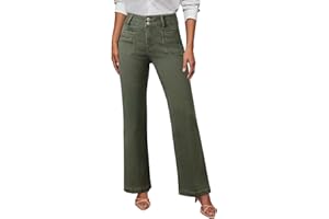 SIDEFEEL Women's High Waist Jeans Stretchy Flared Wide Leg Pockets Front Denim Pants Bootcut
