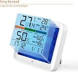 NOKLEAD Hygrometer Indoor Thermometer Digital Room Humidity Gauge Max Min Clock view 8