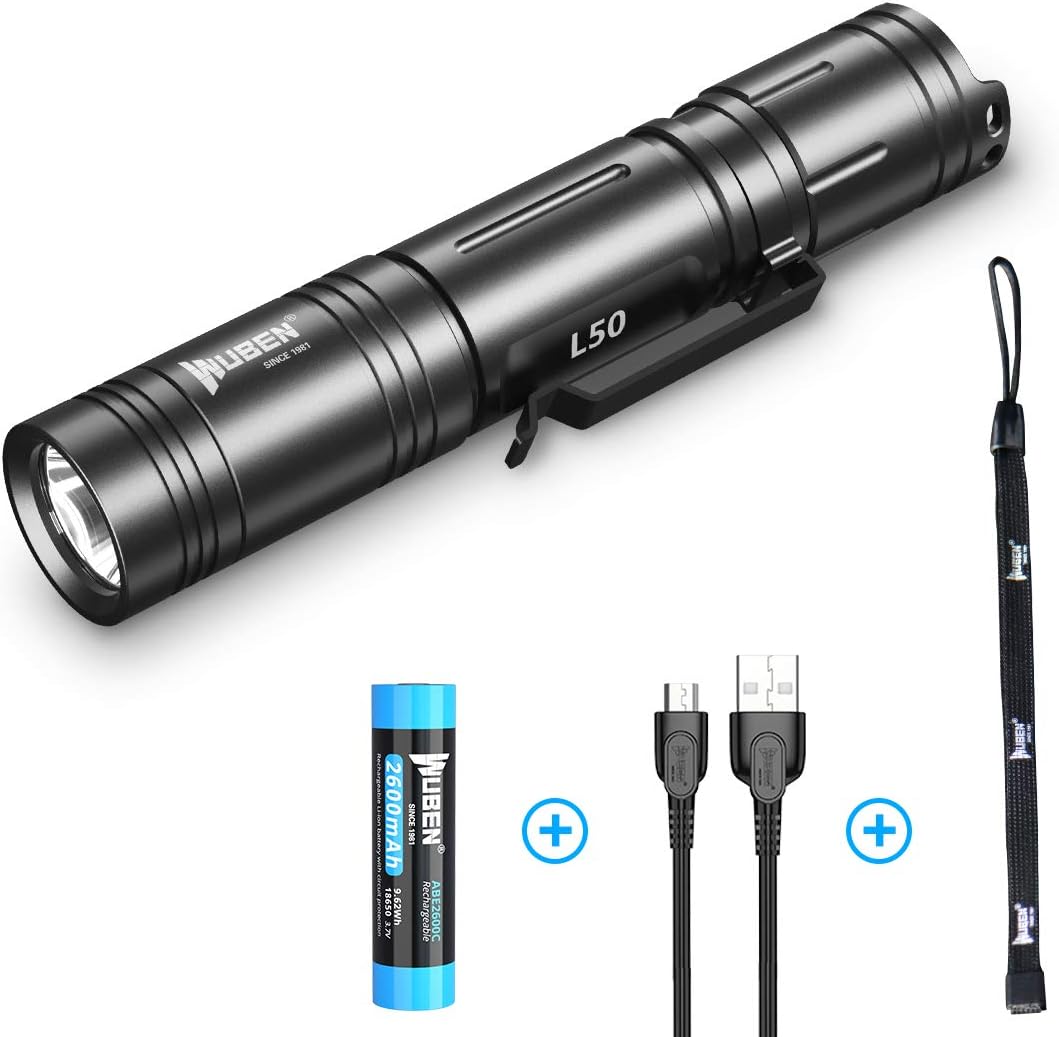 WUBEN EDC LED Flashlight 1200 High Lumens Tactical USB Rechargeable