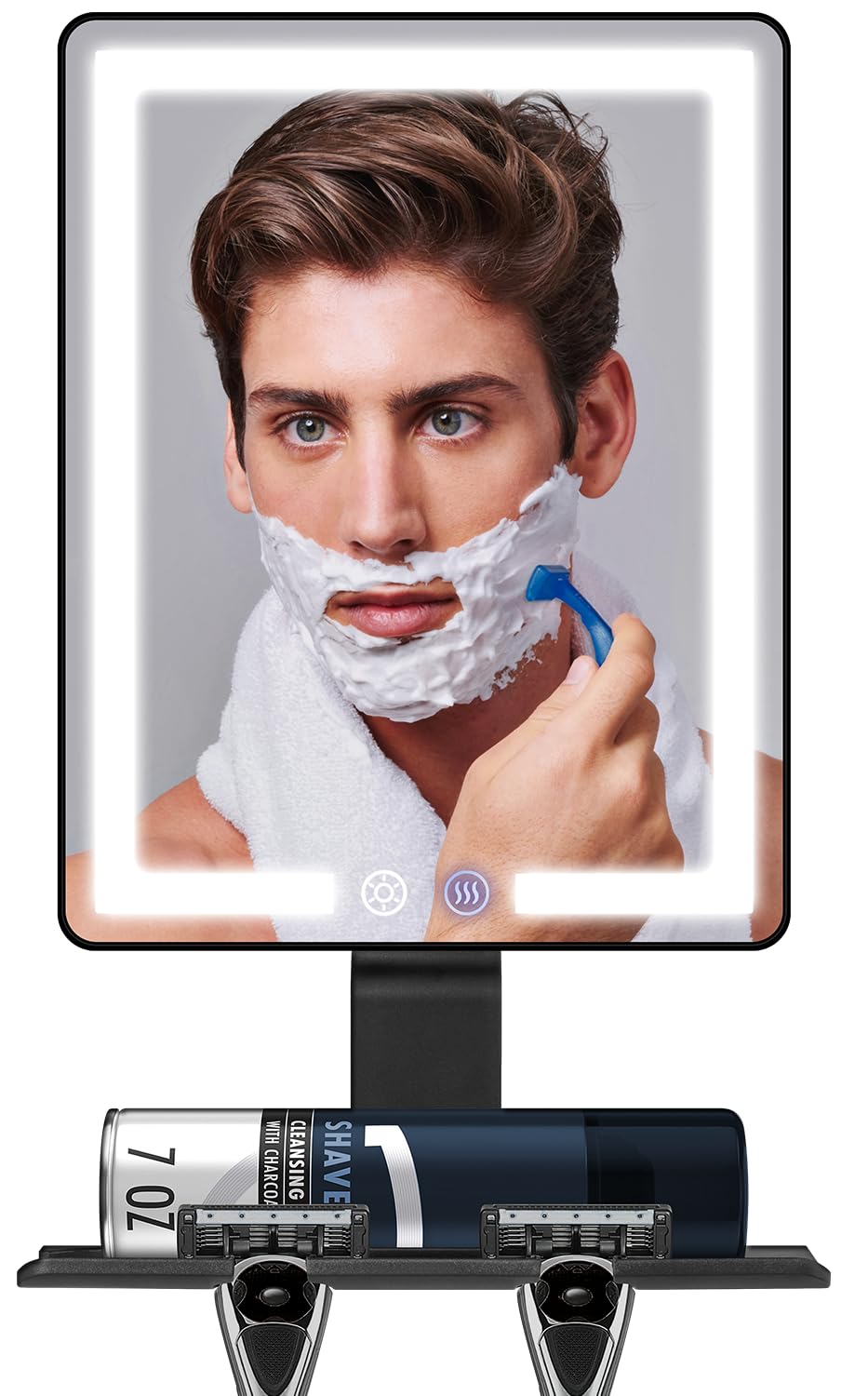Photo 1 of **DIRT**Heated Shower Mirror Fogless for Shaving, Anti Fog Shower Mirror with Light, 5000mAh Rechargeable Large 12.5×8" Fog Free Mirror for Shaving with Razor Holder for Men & Woman, Removable, NO-Drilling