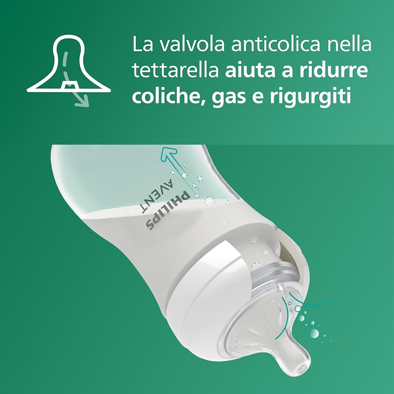 Avent Natural Response set regalo in vetro con 3 biberon da 120 ml e 2 da 240 ml, 2 ciucci Philips Avent ultra soft 0-6 mesi, spazzola per biberon, senza BPA (modello SCD879/11)