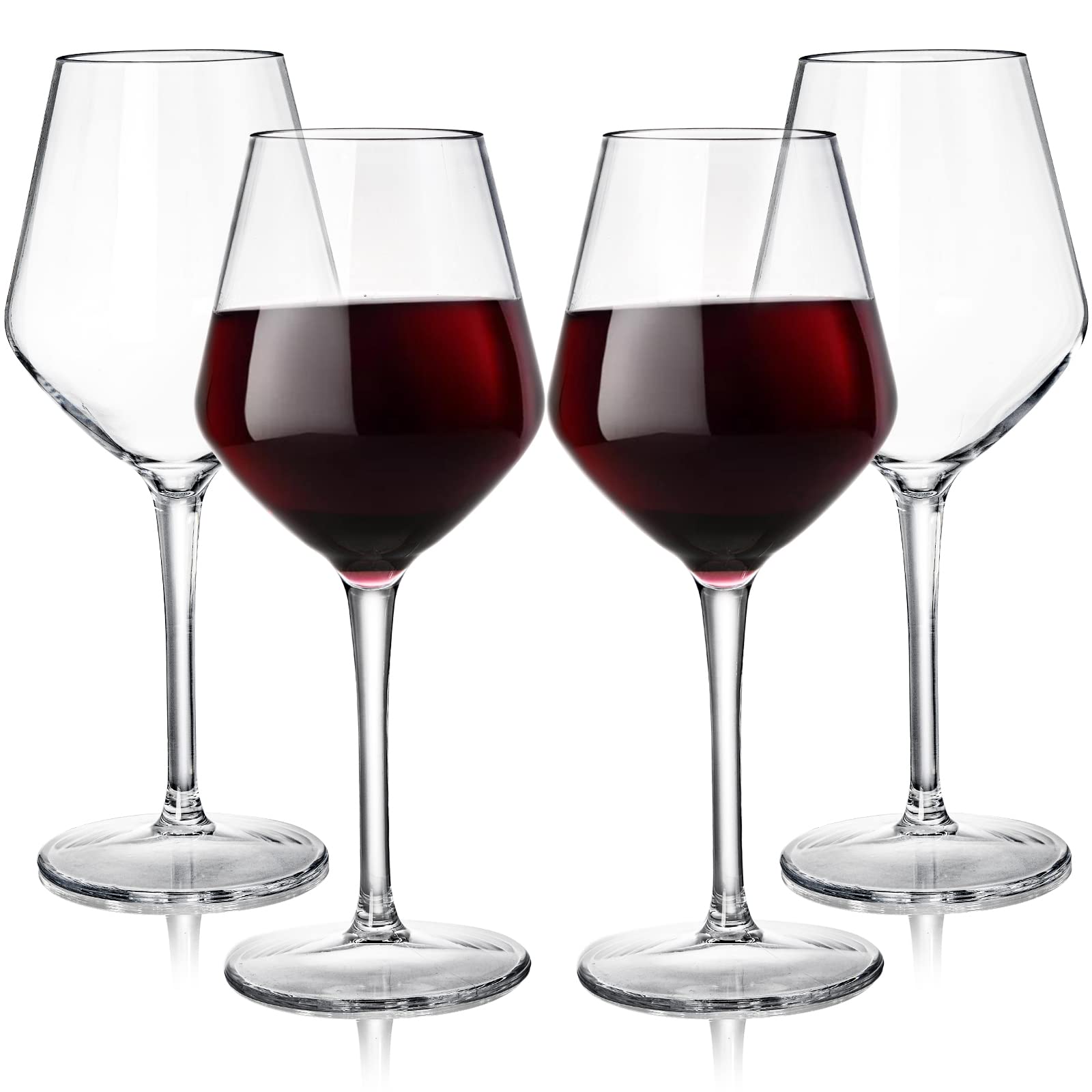 Photo 1 of Dicunoy 4 Pack Unbreakable Stemmed Wine Glasses, 15 oz Outdoor Plastic Wine Glasses, Plastic Goblets Glassware, Reusable, BPA-Free, Classic Cups for Patio, Poolside, Camping