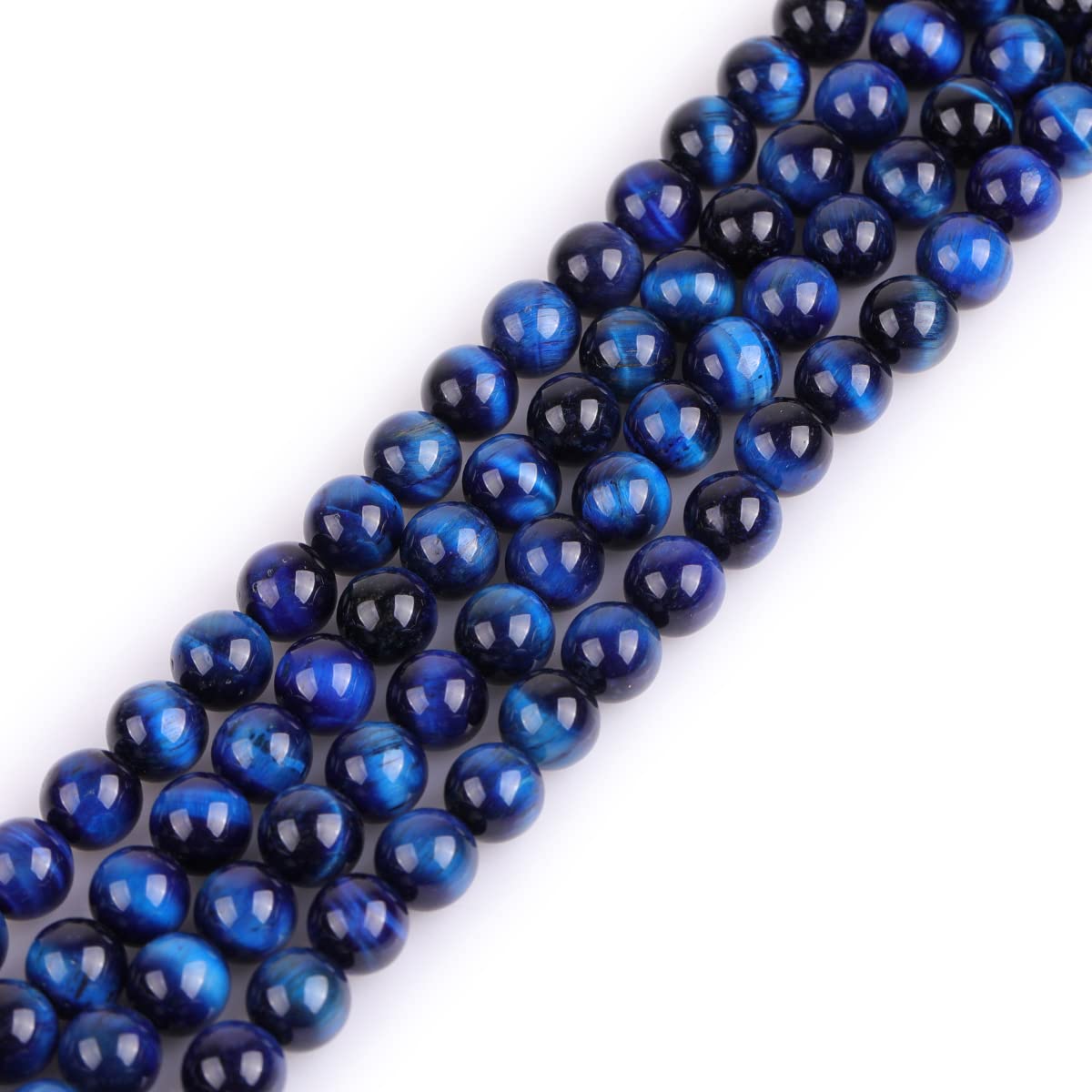 GEM-Inside Natural 8mm Lapis Blue Tiger Eye Round Gemstone Semi Precious Loose Beads for Jewellery Making 15"