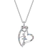 VEEHOO Girls Ballet Ballerina Necklace Gifts,Dance Recital Gifts For Girls Rainbow Dance Gifts Heart Dance Jewelry For Girls