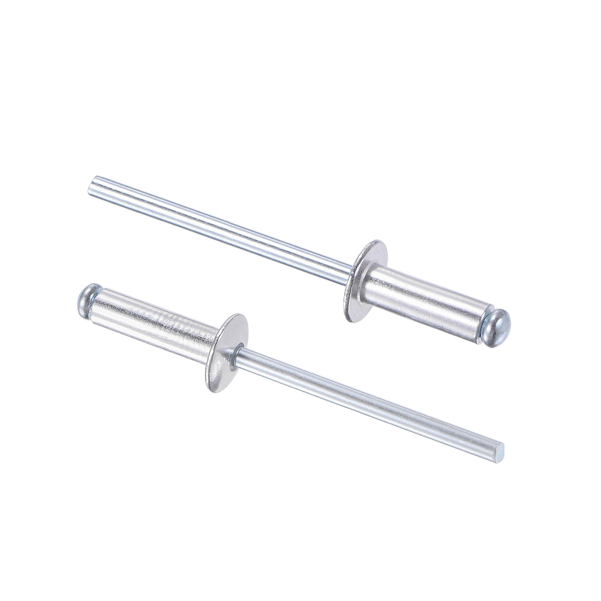 sourcing map Blind Rivets, Aluminum Pull Rivets Core Decoration Rivets 4mm Diameter 13mm Grip Length Silver Tone, 120pcs