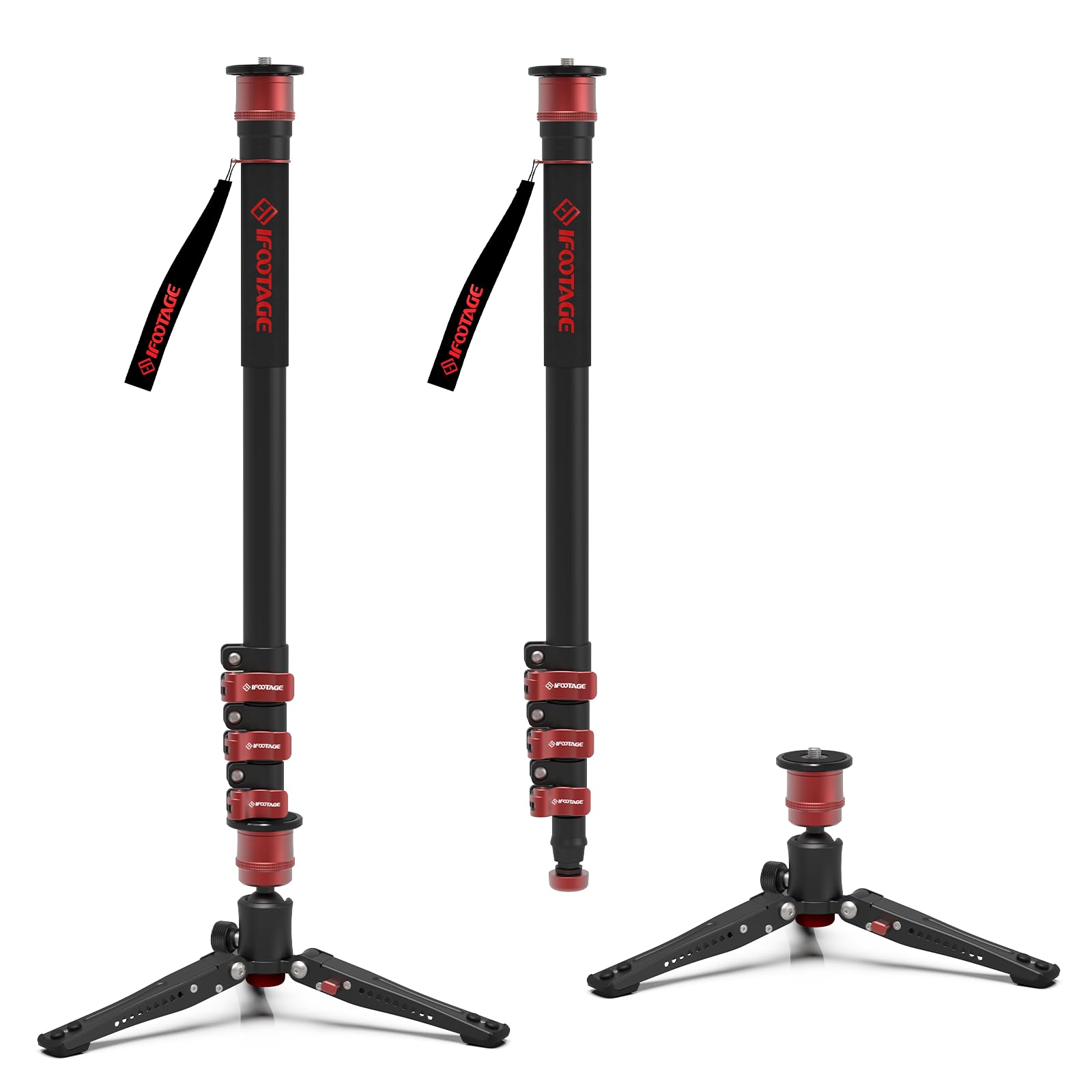 IFOOTAGE Cobra 3 Monopod A180F,Aluminum Alloy Monopod,Flip lock to Adjust Height,Automatically Switch From 1/4"to3/8" Screws,Payload up to17.6lbs/8KG,Max. Height 70,87"/180cm — image 1