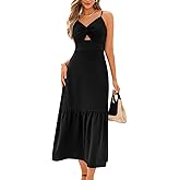 CUPSHE Summer Dress for Women Casual Spring V Neck Sleeveless Ruffled Spaghetti Straps Beach Midi Formal Dress