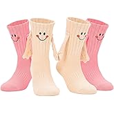 YKW 2 Pairs Holding Hands Socks - Magnetic Funny Couple Best Friend Gift, Adorable Matching Socks for Love Connection