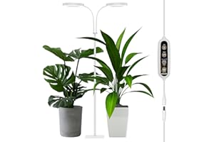 PRONORO Grow Light, 2-Head LED Floor Plant Growing Lamp, Full Spectrum Plant Light for Indoor Plants, Extended&Built-in Power Cord, Automatic On/Off Timer, 6-Level Dimming, Adjustable Height of 63 in