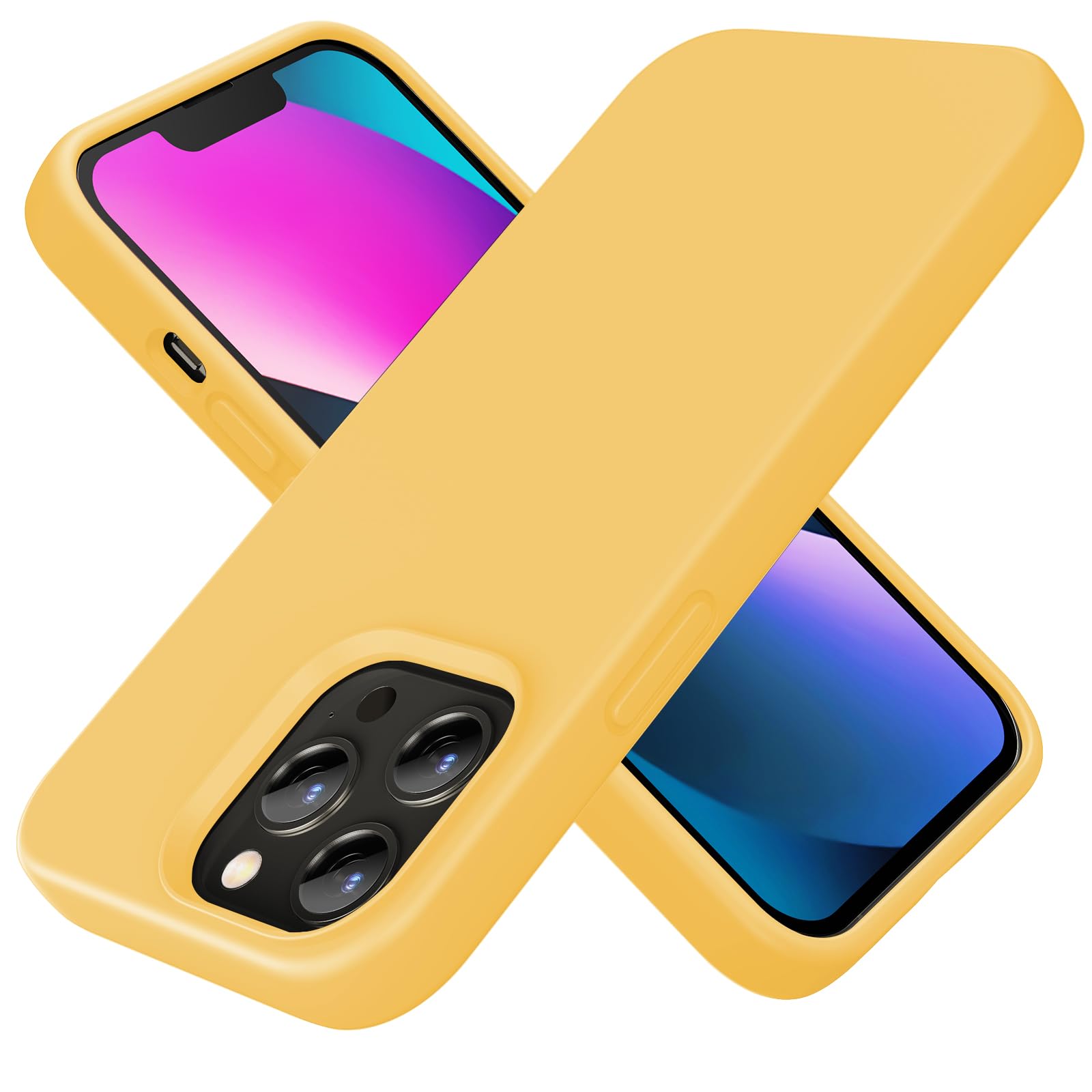 TIIXXE Silicone Case Compatible with iPhone 13 PRO Case Soft Ultra Slim Protective Shockproof Liquid Silicone Phone Case,Anti-Scratch Microfiber Lining, 6.1" yellow — image 1