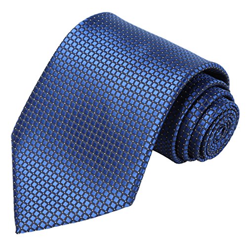 KissTies Mens Extra Long Tie Navy Blue Doted Necktie +Gift Box (63'' XL)