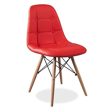Eames Replica Cushioned Dining Chair/Cafe Chair/Side Chair/Accent Chair (Red) Color by Finch Fox