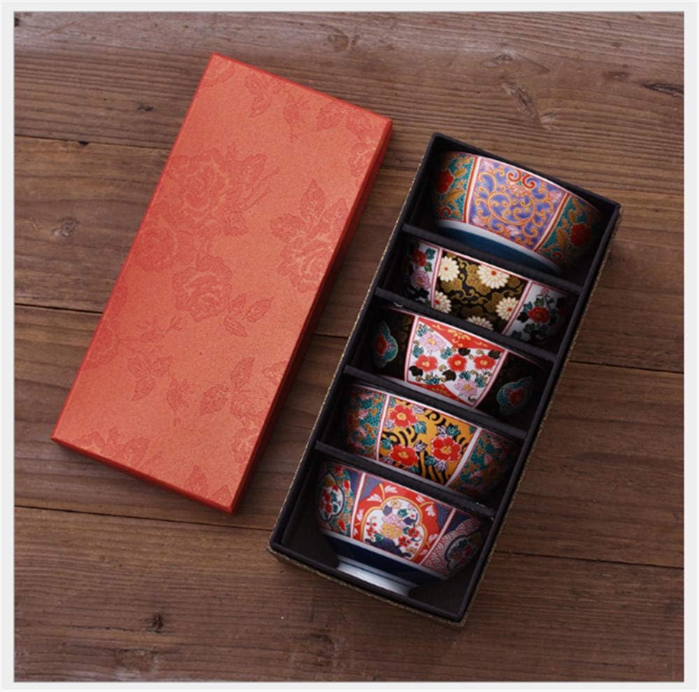 Ceramic tableware set,Japanese Imari wind 4.5 inch rice bowl, 5 ，