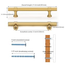 Haliwu 20 Pack Gold Cabinet Handles, Brushed Brass