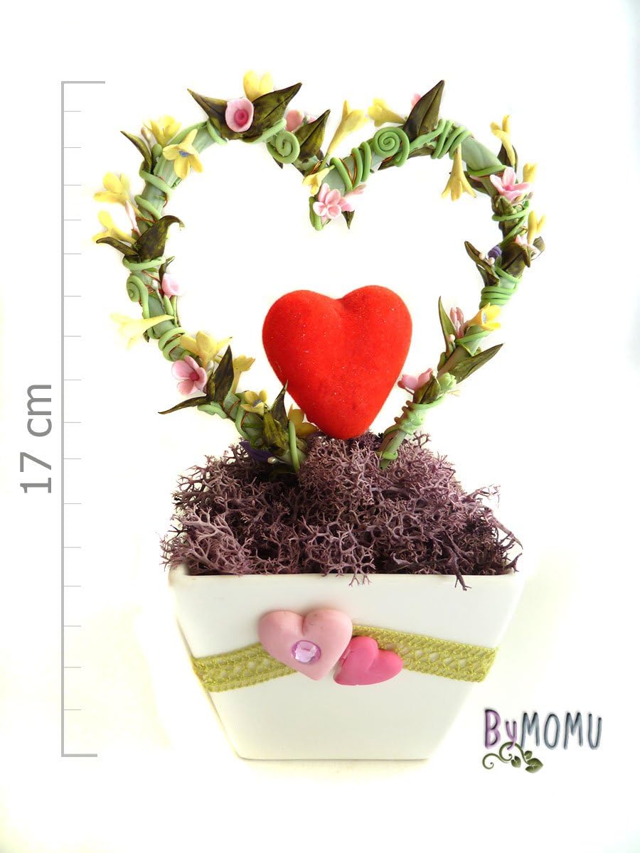 Clay Flowers Cold Porcelain FLOWER'S HEART Home Decor Hand Made