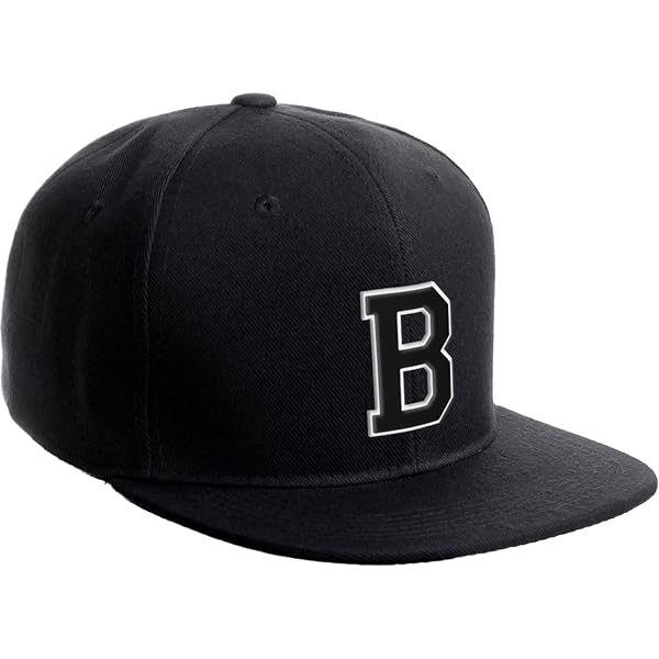 Classic Baseball Hat Custom A to Z Initial Team Letter, Black Cap