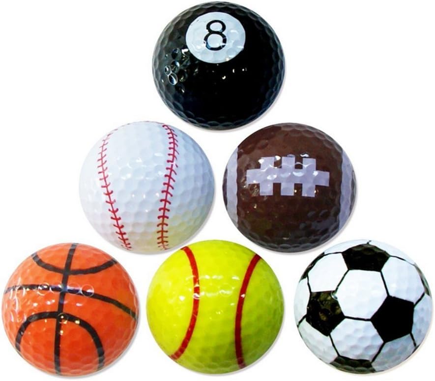 Quate Unique Fun Sport Golf Balls Gift Set (Pack of 6)