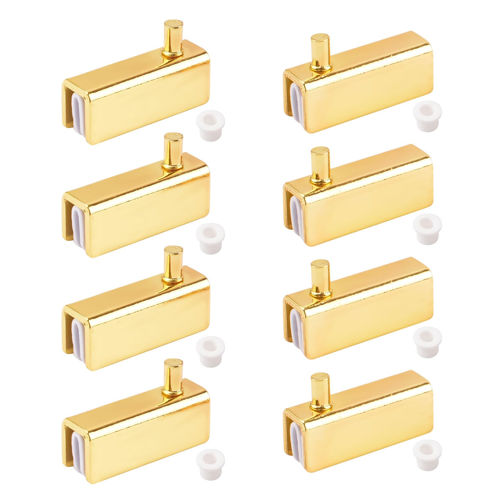 UFURMATE Glass Door Hinge, 8Pcs Frameless Glass Door Pivot Hinges Clamp Adjustable Cabinet Pivot Hinge Clip Replacement Kit, Fit for 3-6mm Free-Swinging Glass Door (Gold)