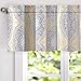 DriftAway Adrianne Damask and Floral Pattern Window Curtain Valance 52 Inch by 18 Inch Plus 2 Inch Header Yellow and Gray