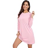 WiWi Long Sleeve Bamboo Viscose Nightgowns for Women, Soft Cooling Lightweight Sleep Night Dress for Women Sleepwear S-XXL