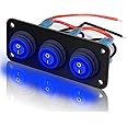 3 Gang 12V 20 Amp Toggle Rocker Switch Panel LED Breaker Waterproof Widely Fits for Auto Automotive Lights Car Marine Boat Yacht, Trailer, Caravan, Camper, Bus, Tractor, Jeep, Truck Vehicles & More