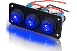 KEING 3 Gang 12V 20 Amp Toggle Rocker Switch Panel LED Breaker Waterproof Widely Fits for Auto Automotive Lights Car Marine Boat Yacht, Trailer, Caravan, Camper, Bus, Tractor, Jeep, Truck Vehicles & More