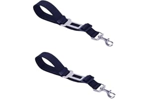 Kihappy 2 Pack Adjustable Pet Dog Safety Seat Belt Leads Vehicle Car Harness Seat Tether for Dogs/Cats, Nylon Fabric Material