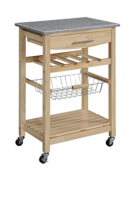 Linon Kitchen Island Granite Top, 33.88" x 22.8" 15.63", Natural