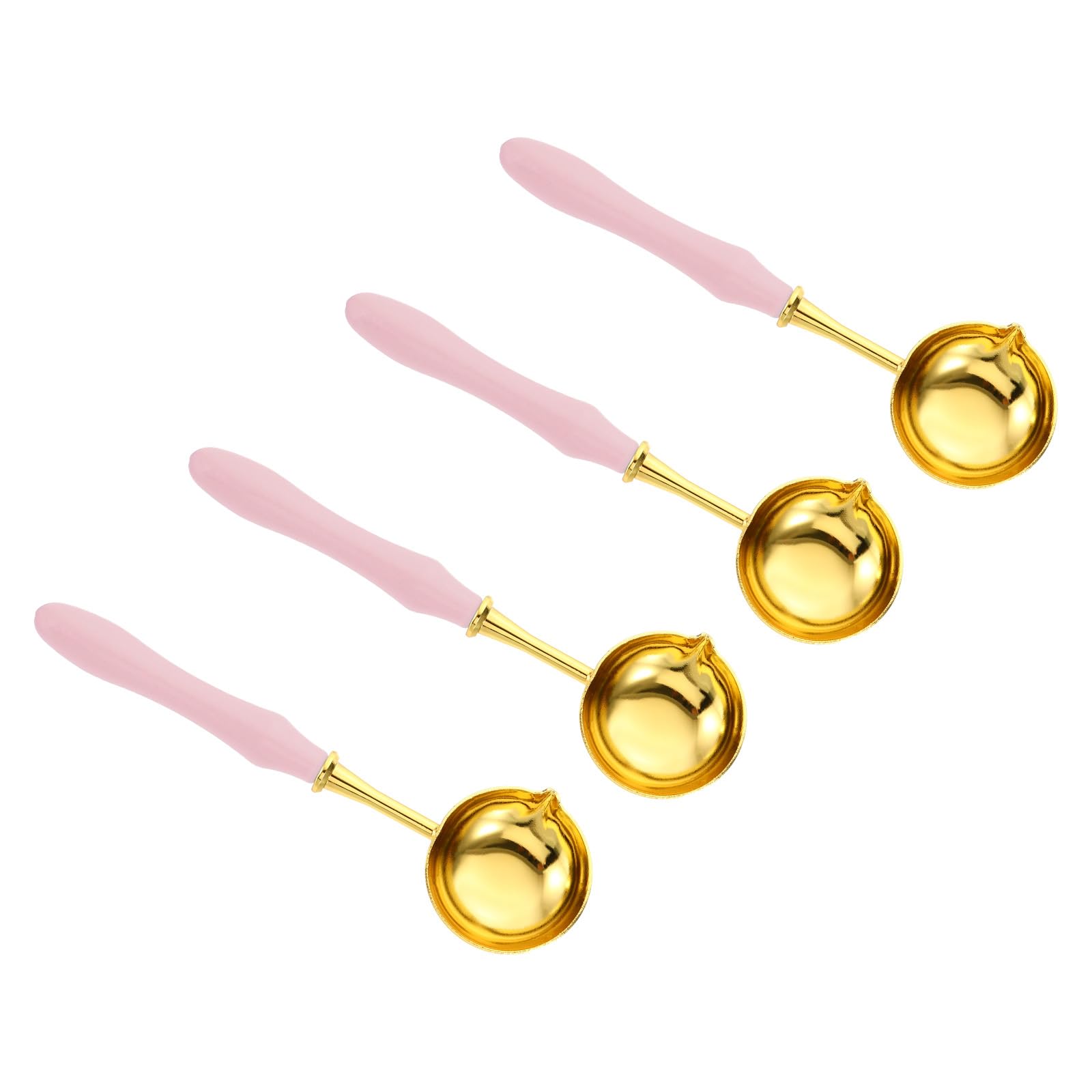 PATIKIL 5" Wax Seal Spoon, 4Pcs Wax Sealing Melting Spoon Brass Vintage Wooden Handle Wax Spoon for Wax Seal Stamp Envelope Art Craft Projects, Light Pink