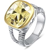 UNY JEWEL Twisted Cable Wire Two Tone Cusion Cut CZ Statement Ring Designer Inspired Fashion Love Antique Women Jewelry Gift