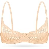 Wingslove Women's See Through Lace Balconette Sexy Unlined Demi Cup Underwire Non-Padded Lingerie