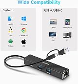 RSHTECH USB C Hub Ethernet Adapter 4-in-1 USB 3.2 10Gbps 1Gbps Network view 7